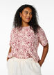 Blouse met korte mouwen en ronde hals, Roze, Model image number 0
