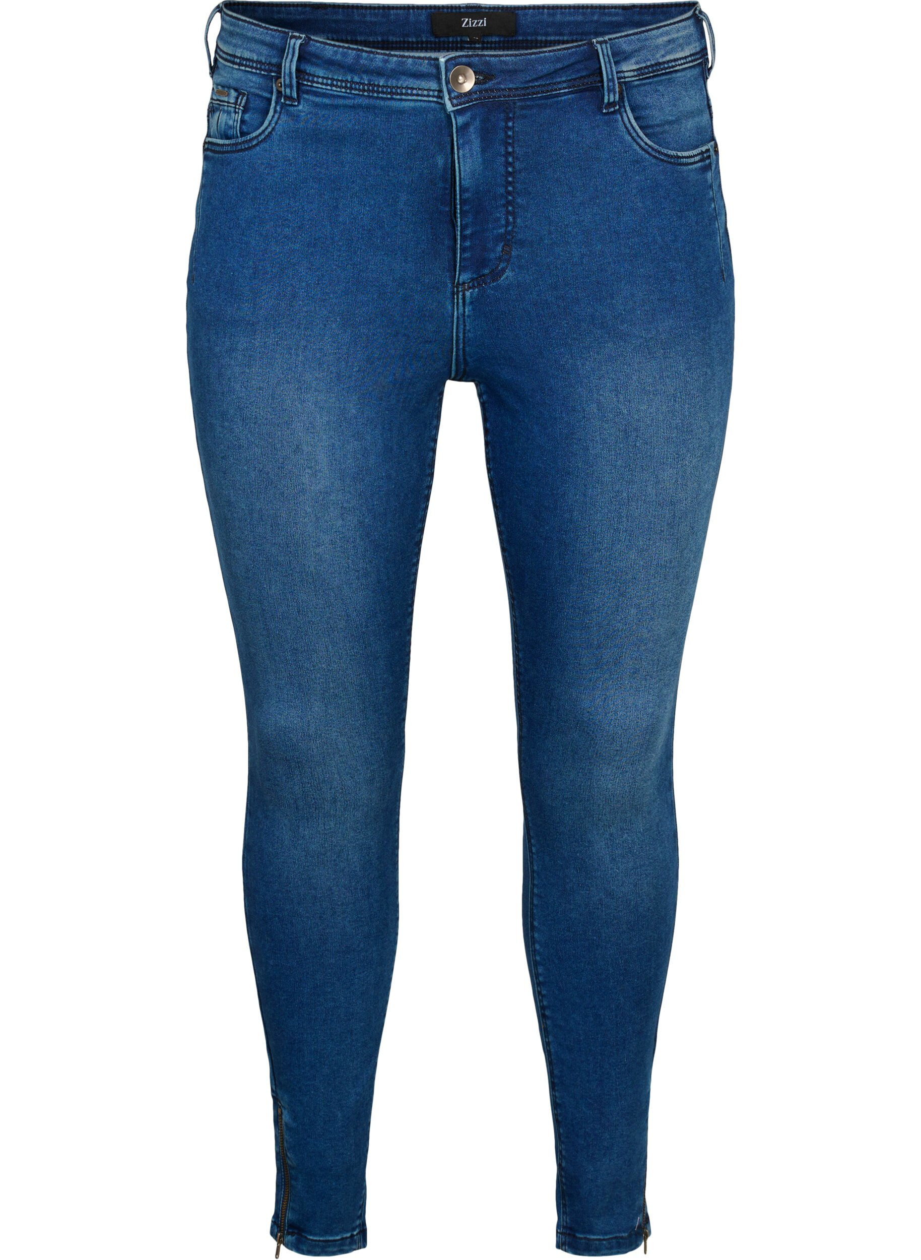 ZizziGecropte Amy jeans met ritssluiting details, Blauw, Packshot image number 0
