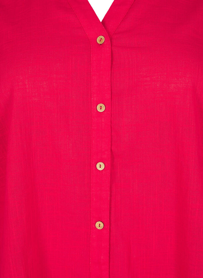 Katoenen blouse met een V-hals, Rood, Packshot image number 2