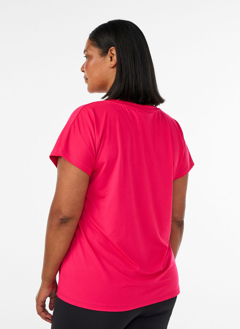 Losvallend trainings-T-shirt met V-hals, Roze, Model image number 2