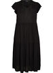 Midi jurk van viscose met ruches mouwen, Zwart, Packshot image number 0