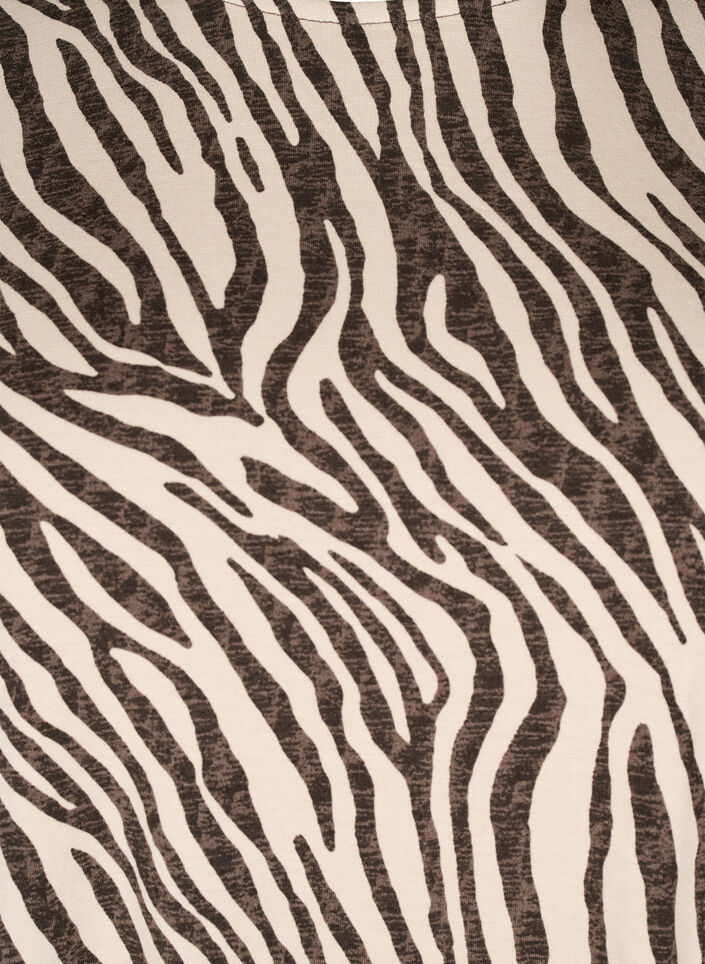 Blouse met lange mouwen en zebraprint, Bruin, Packshot image number 2
