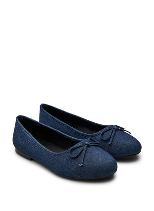 ZizziWide fit - Denim ballerina met strik, Blauw, Packshot image number 1