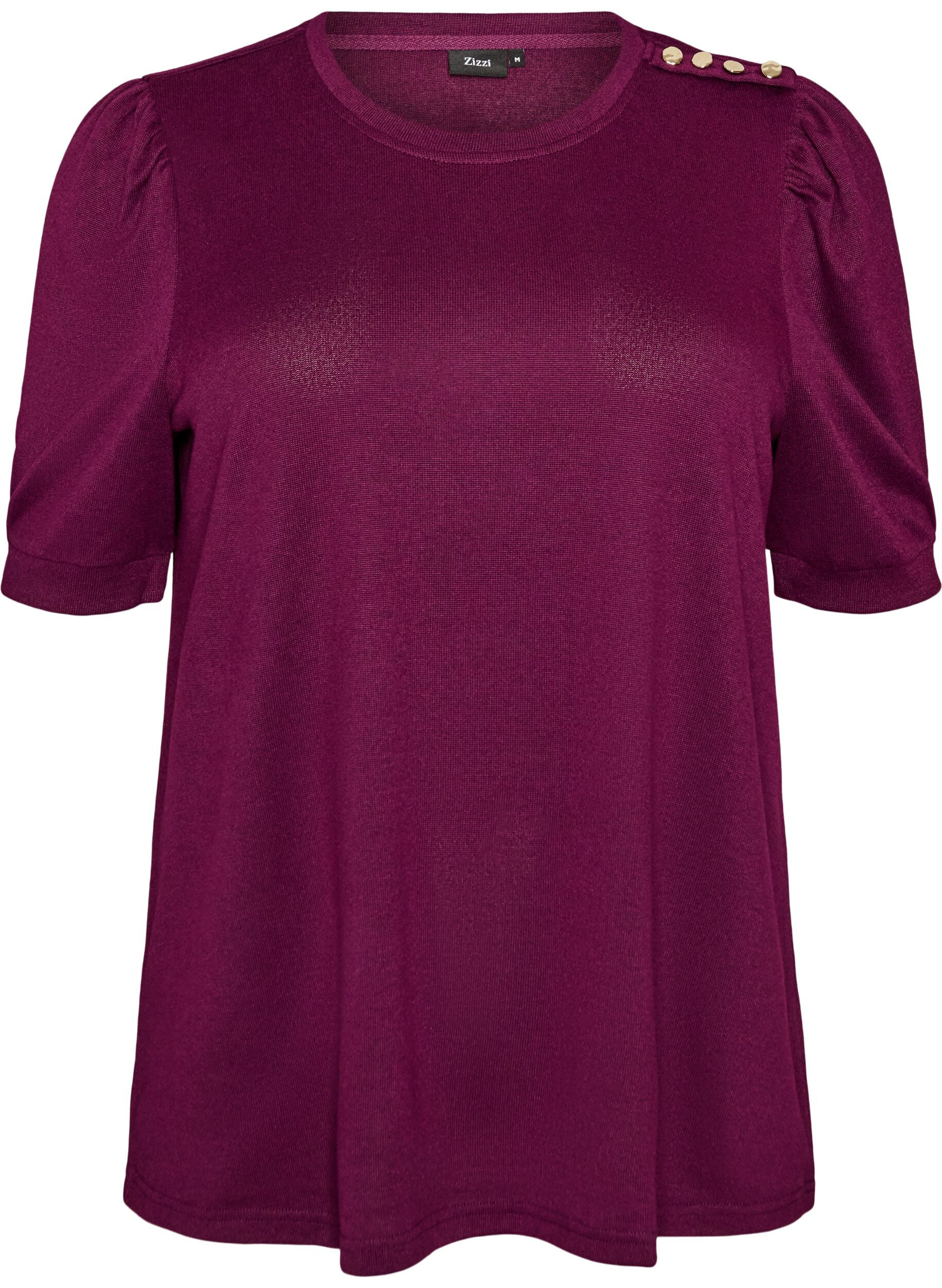 Blouse met knoopdetail en korte pofmouwen