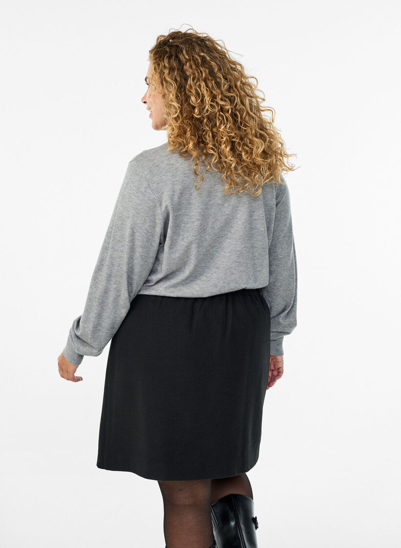 Strik blouse met kraag, Light Grey Melange, Model
