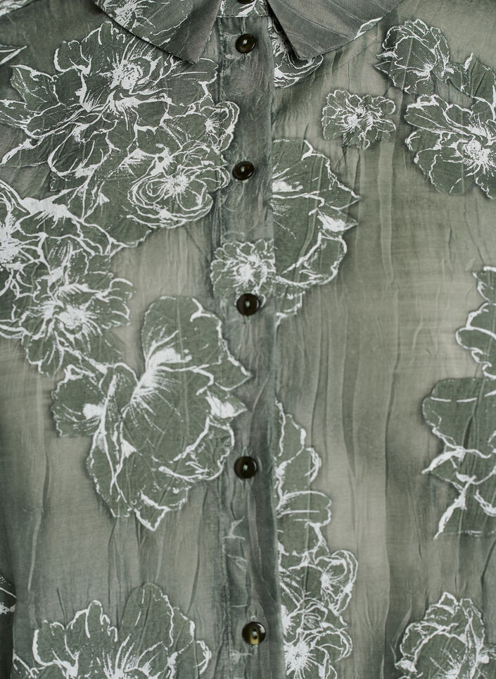 Transparante blouse met bloemenprint, Groen, Packshot image number 2