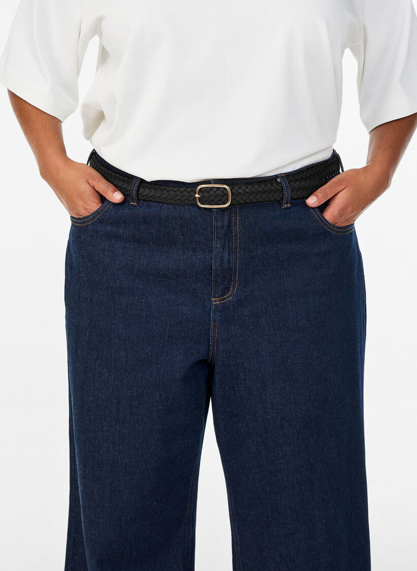 Gevlochten riem in imitatieleer, Zwart, Model image number 0