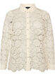 Kanten shirt met parelknopen, Vanille, Packshot image number 0