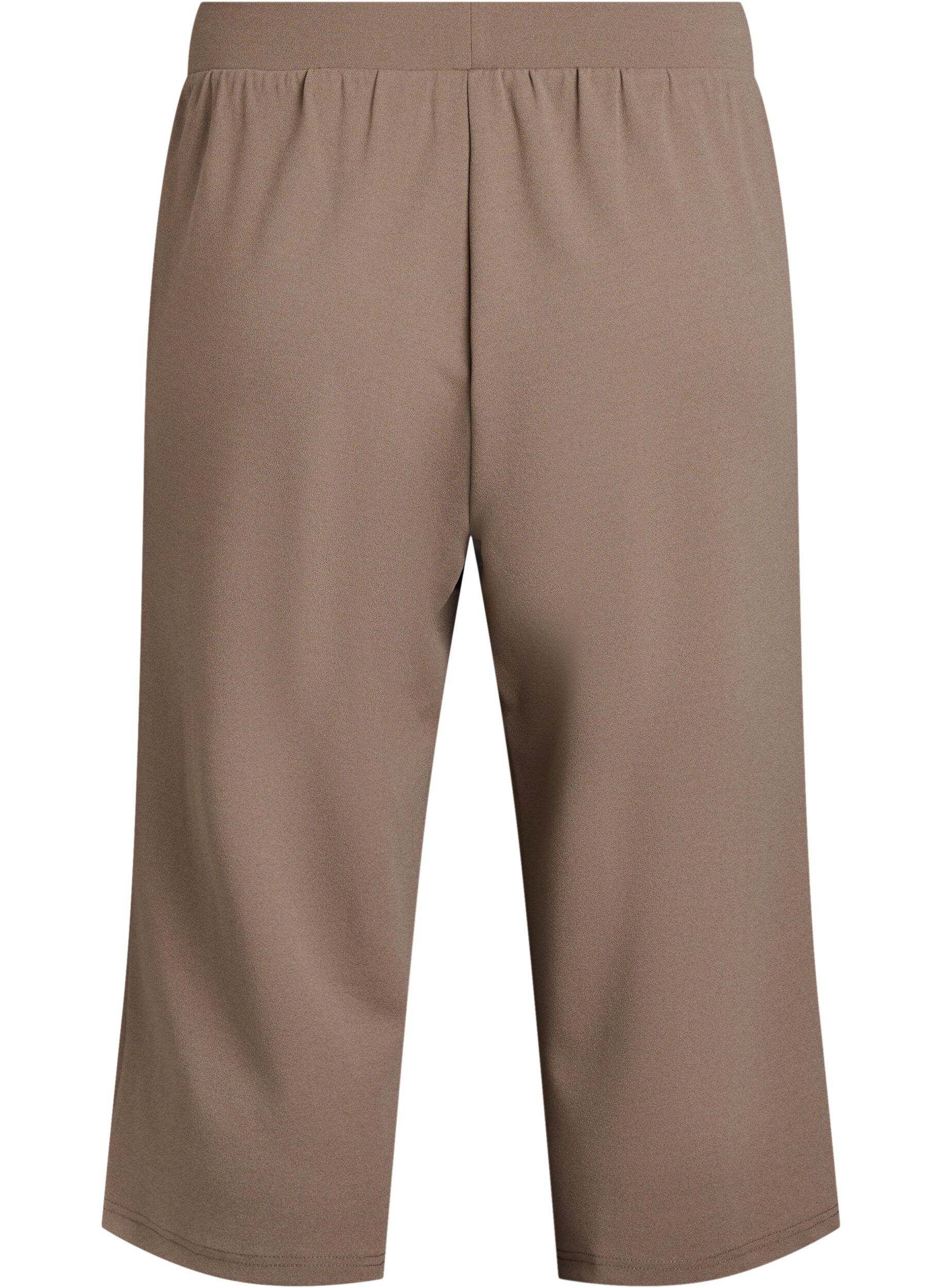 ZizziHoog getailleerde kniebroek met losse pasvorm, Bruin, Packshot image number 1