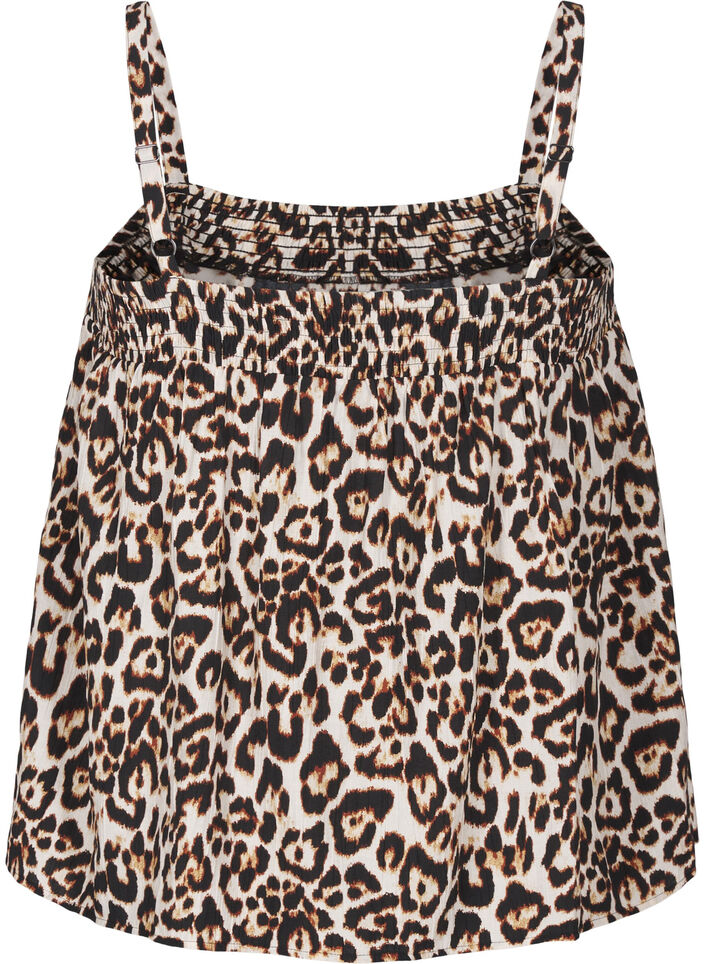 Viscose top met smalle bandjes, Eggnog Leo AOP, Packshot