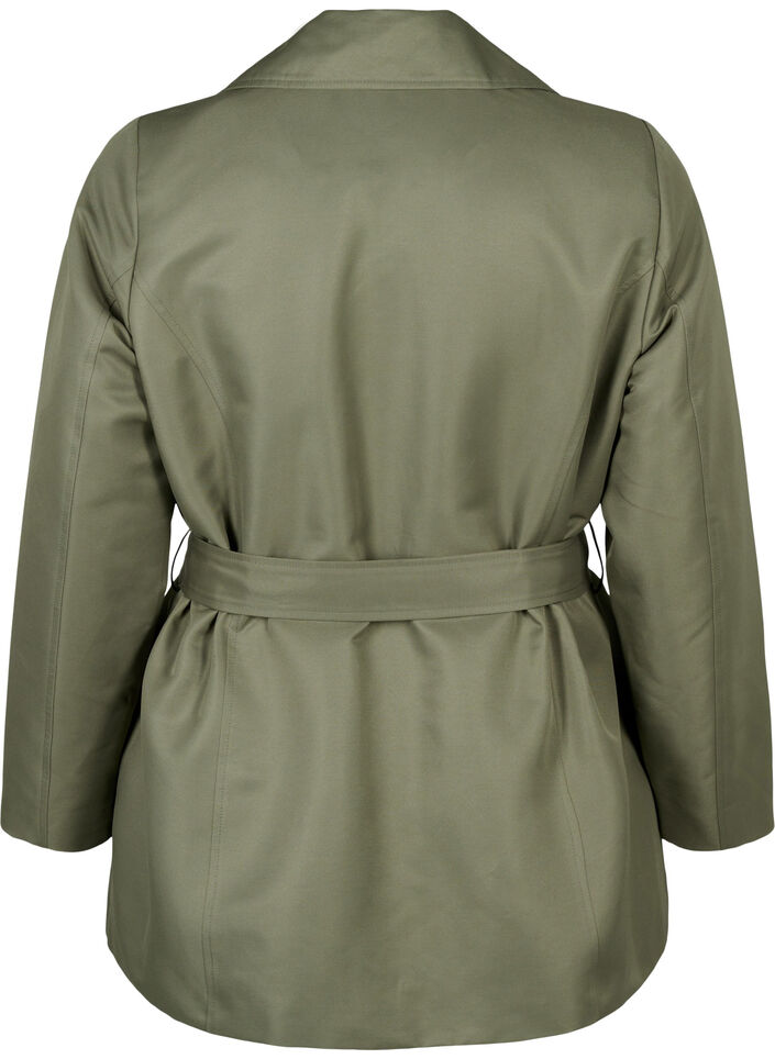 Korte trenchcoat met riem, Groen, Packshot image number 1