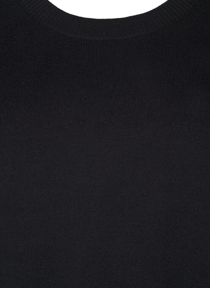 FLASH - Gebreide blouse met ronde hals, Zwart, Packshot image number 2