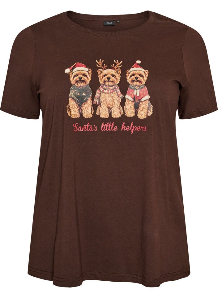 Kerst T-shirt van biologisch katoen, Bruin, Packshot image number 0