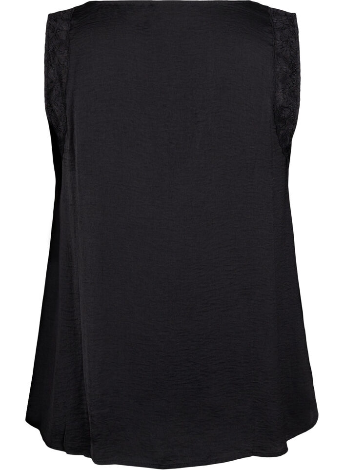Mouwloos top met kant, Zwart, Packshot image number 1
