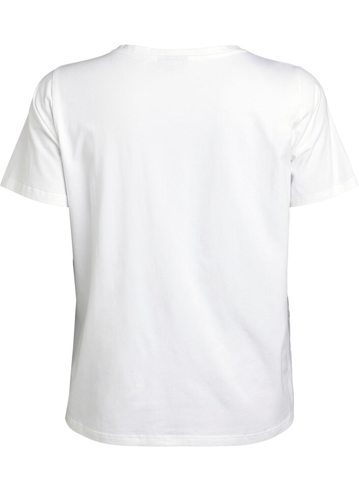 T-shirt in biologisch katoen met bloemenprint, B. White w. Rose, Packshot image number 1