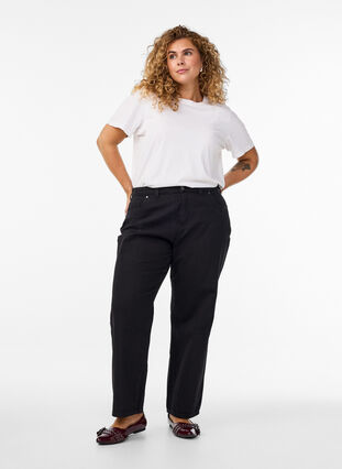 ZizziLosse jeans met gekorte lengte, Black Washed, Model image number 0