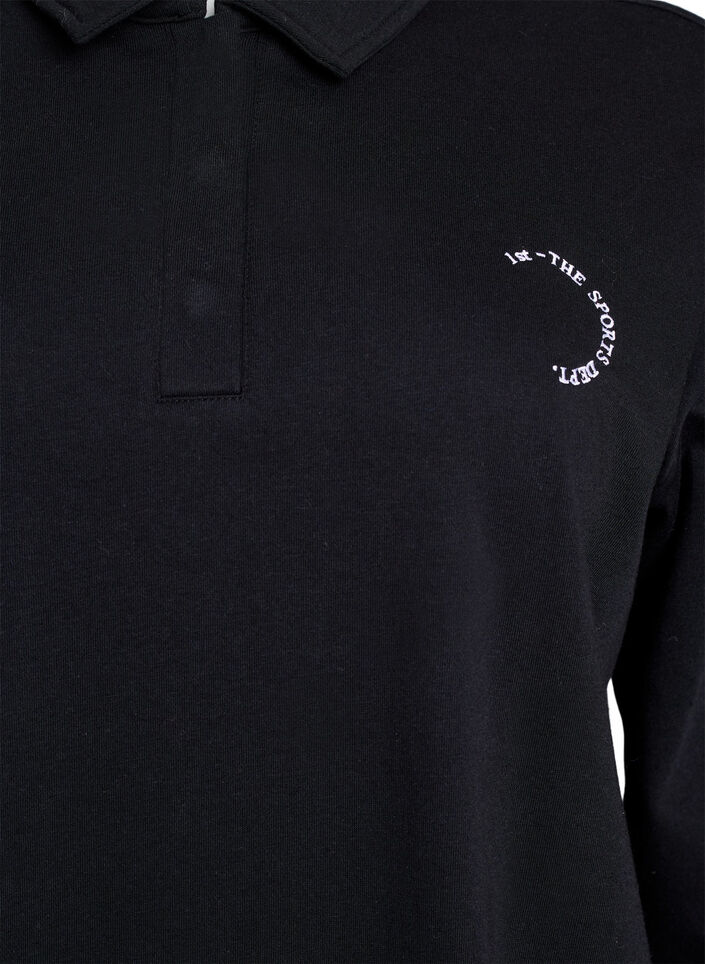 Sporty sweatshirt met kraag, Black, Packshot