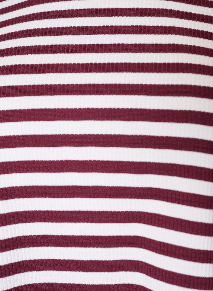 Nachtbovenstuk met lange mouwen in geribde jersey met strepen, Rood, Packshot image number 2