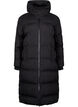 Lange puffer winterjas met capuchon, Zwart, Packshot image number 0