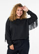 Sweatshirt met franjes, Zwart, Model image number 0