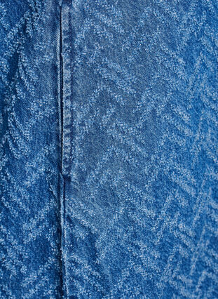 ZizziKorte denimjurk met textuurpatroon, Blue Denim ZigZag, Packshot image number 3