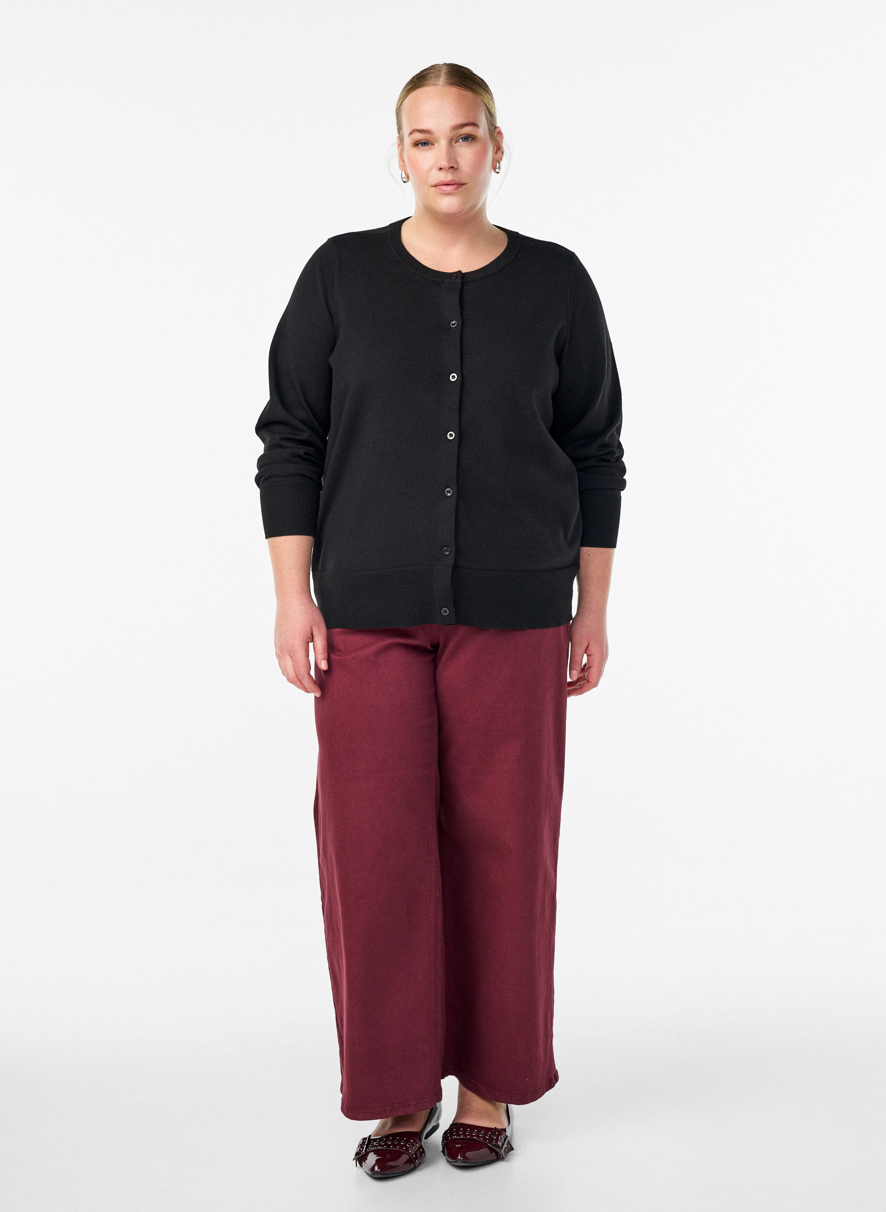 ZizziFijngebreide vest met ronde hals, Zwart, Model image number 1