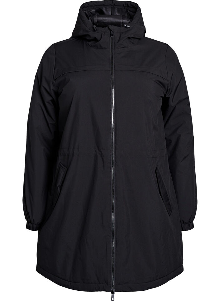 Lichtgewicht gewatteerde parka met een capuchon, Zwart, Packshot image number 0