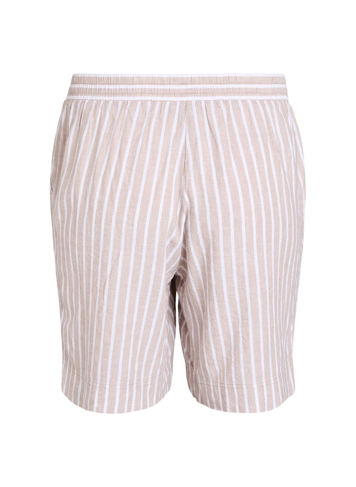 Gestreepte korte broek van linnen en viscose, S.Taupe White Stripe, Packshot
