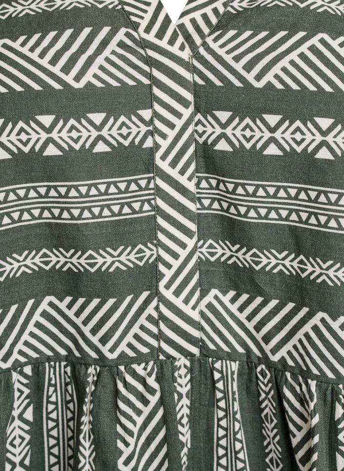 Jurk met grafische print en 3/4 mouwen, Groen, Packshot image number 2