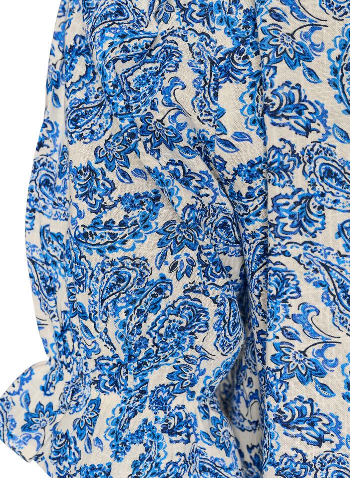 Katoenen blouse met vierkante halslijn, Blauw, Packshot image number 3