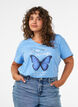 Katoenen T-shirt met V-hals en print aan de voorkant, Blauw, Model image number 0