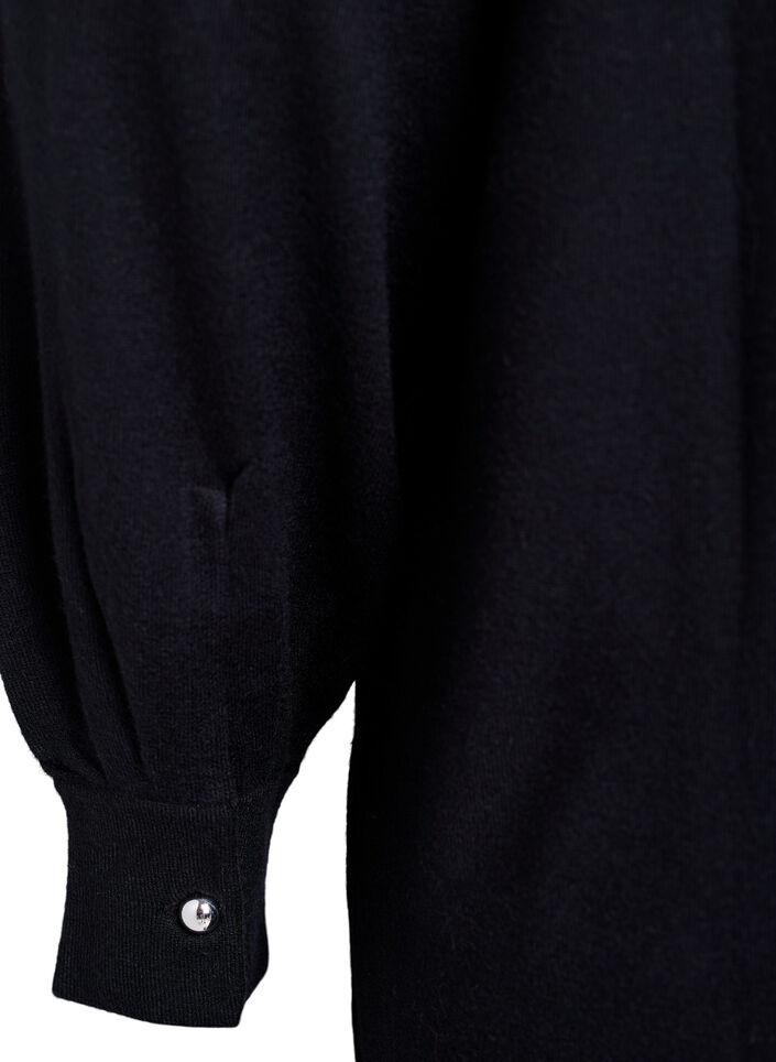 Korte gebreide jurk met raglanmouwen, Zwart, Packshot image number 3