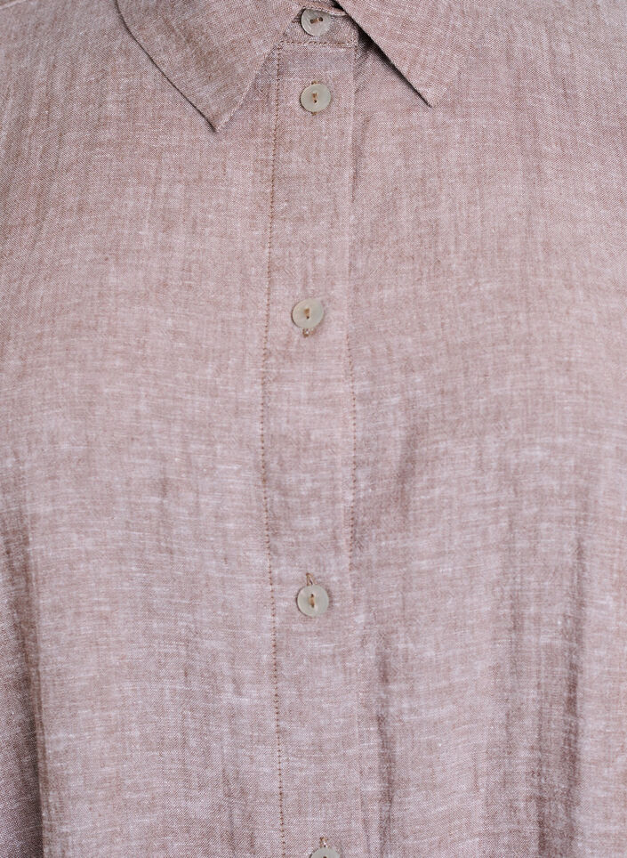 Lange shirt in viscose en linnen, Bruin, Packshot image number 2