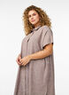 Lange shirt in viscose en linnen, Bruin, Model image number 2