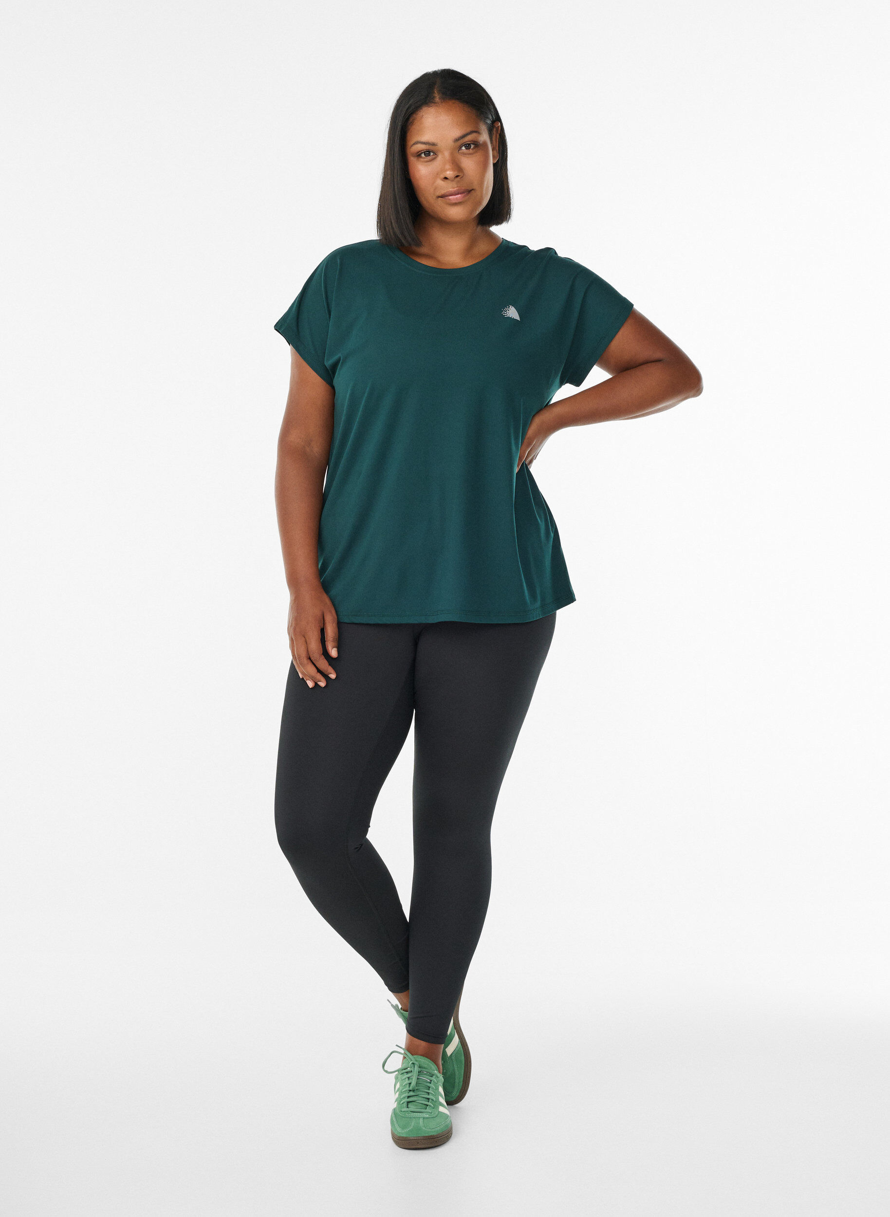ZizziEffen gekleurd trainingsshirt, Groen, Model image number 1