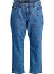 High waist Gemma jeans met geborduurde details, Blauw, Packshot image number 0