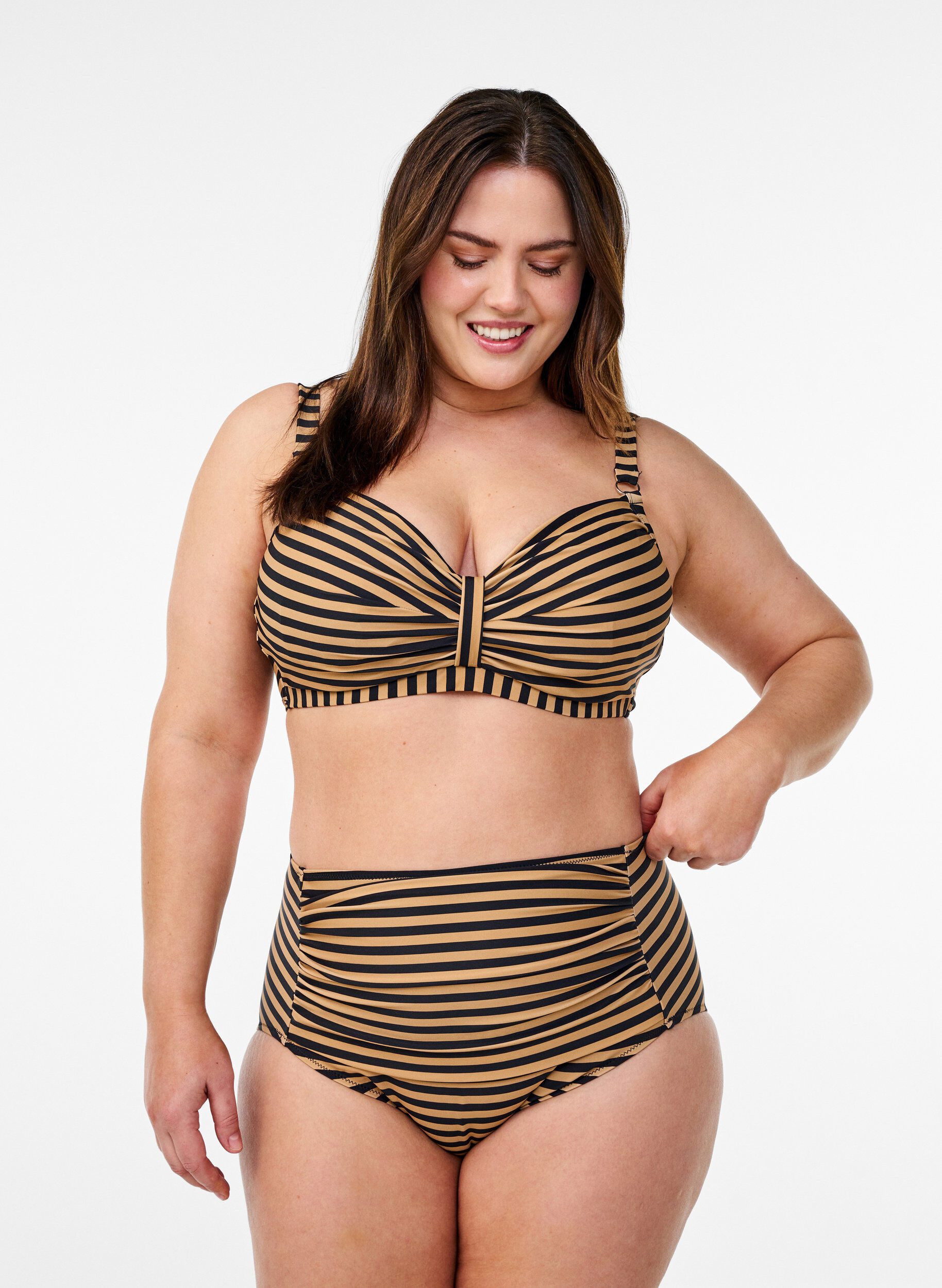 ZizziBikinitop met beugel en patroon, Bruin, Model image number 1