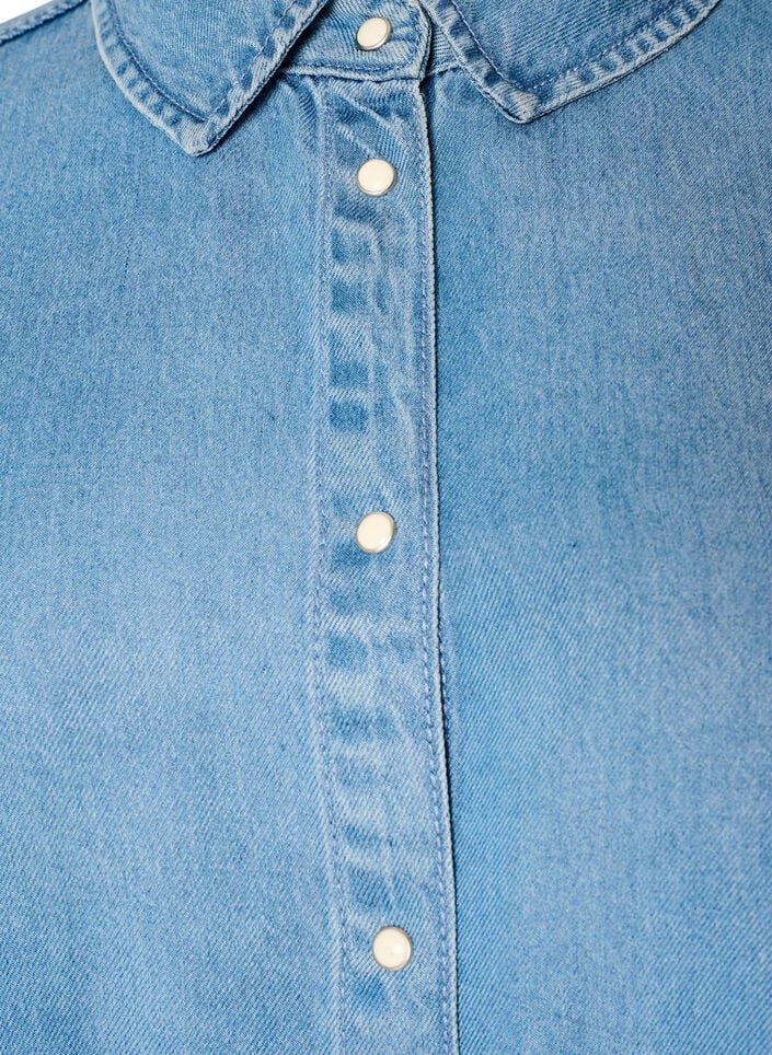 Denim blouse van lyocell met drukknopen, Blauw, Packshot image number 2