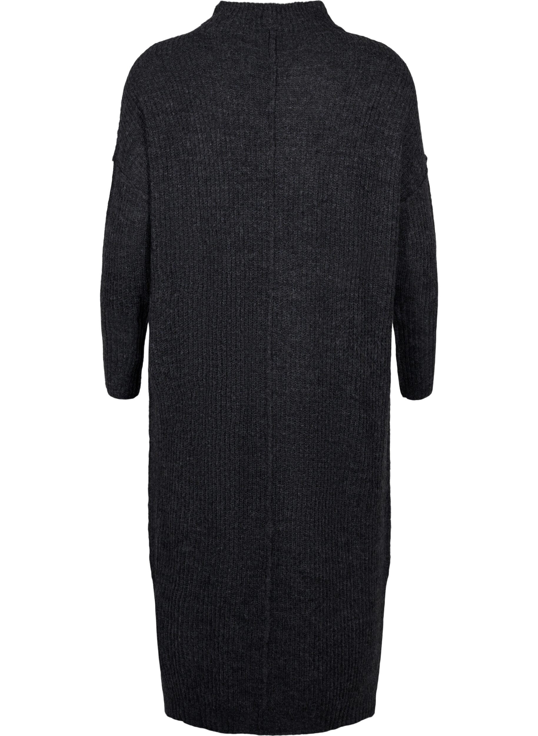 ZizziLange oversized gebreide jurk met split, Grijs, Packshot image number 1