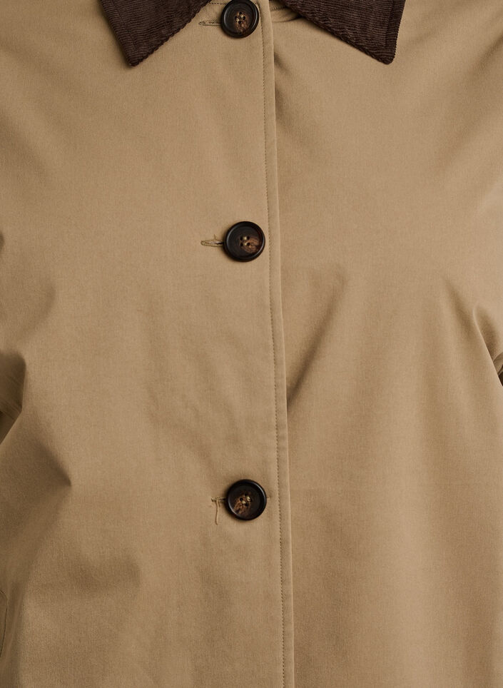 Halflange jas met corduroy kraag, Beige, Packshot image number 2