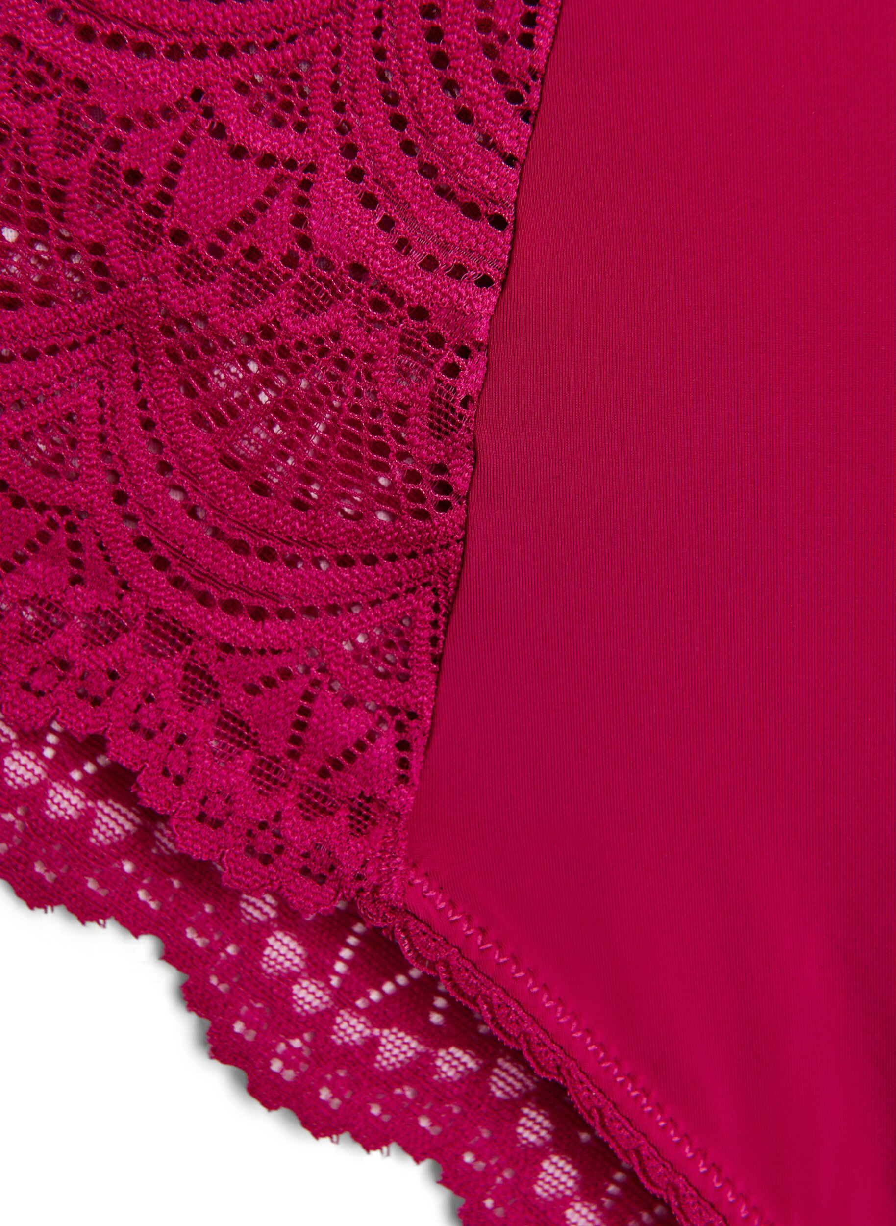 ZizziMicrofiber Braziliaanse slip met kanten details, Boysenberry, Packshot image number 3