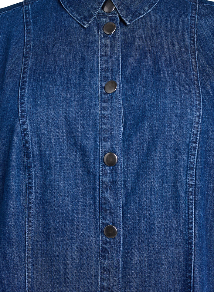 Halflange denim overhemdjurk, Blauw, Packshot image number 2