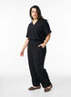 Linnen en viscose broek met losse pasvorm, Black, Model image number 0