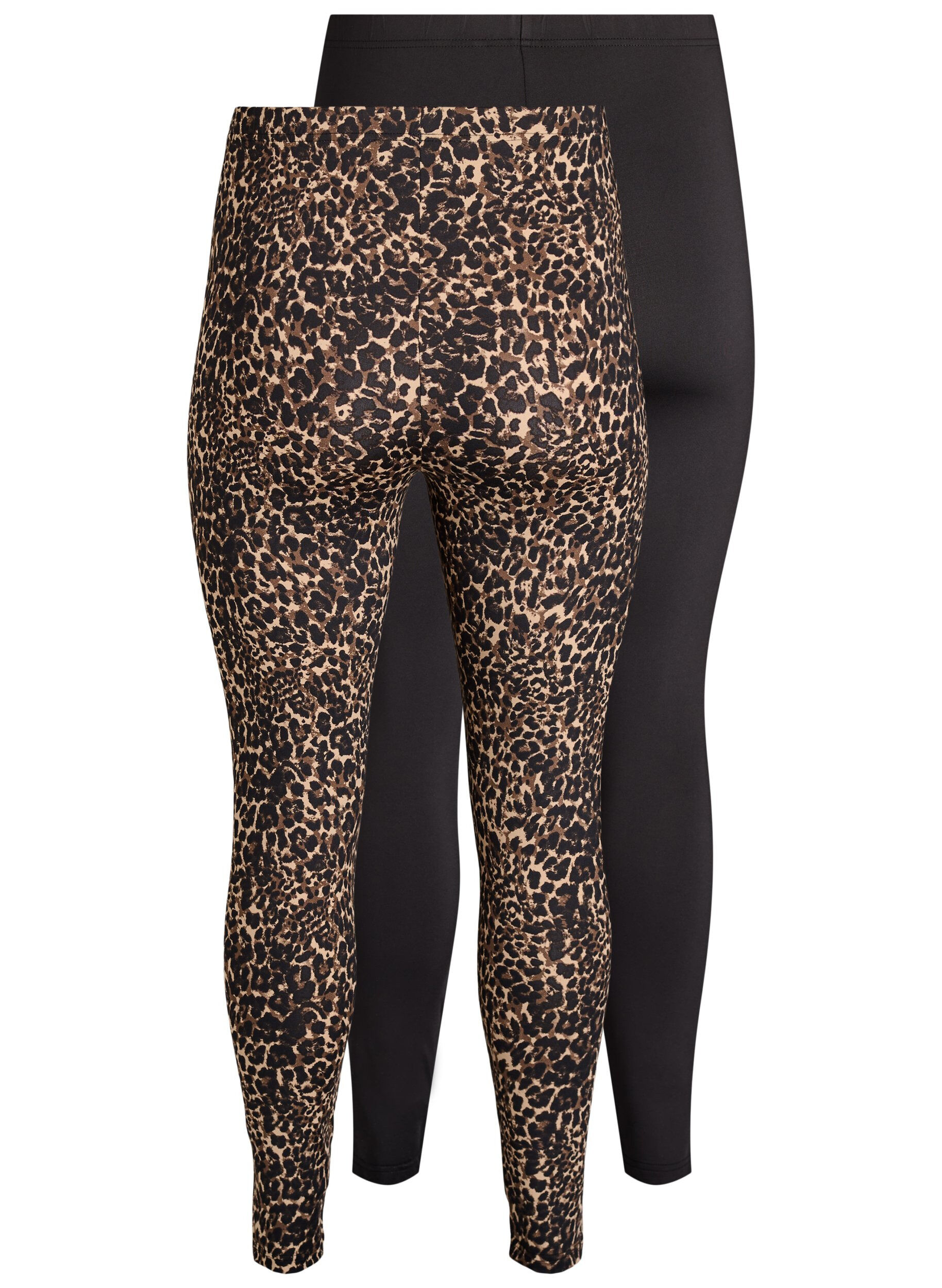 Zizzi2-pack lange leggings met een normale taille, Zwart, Packshot image number 1