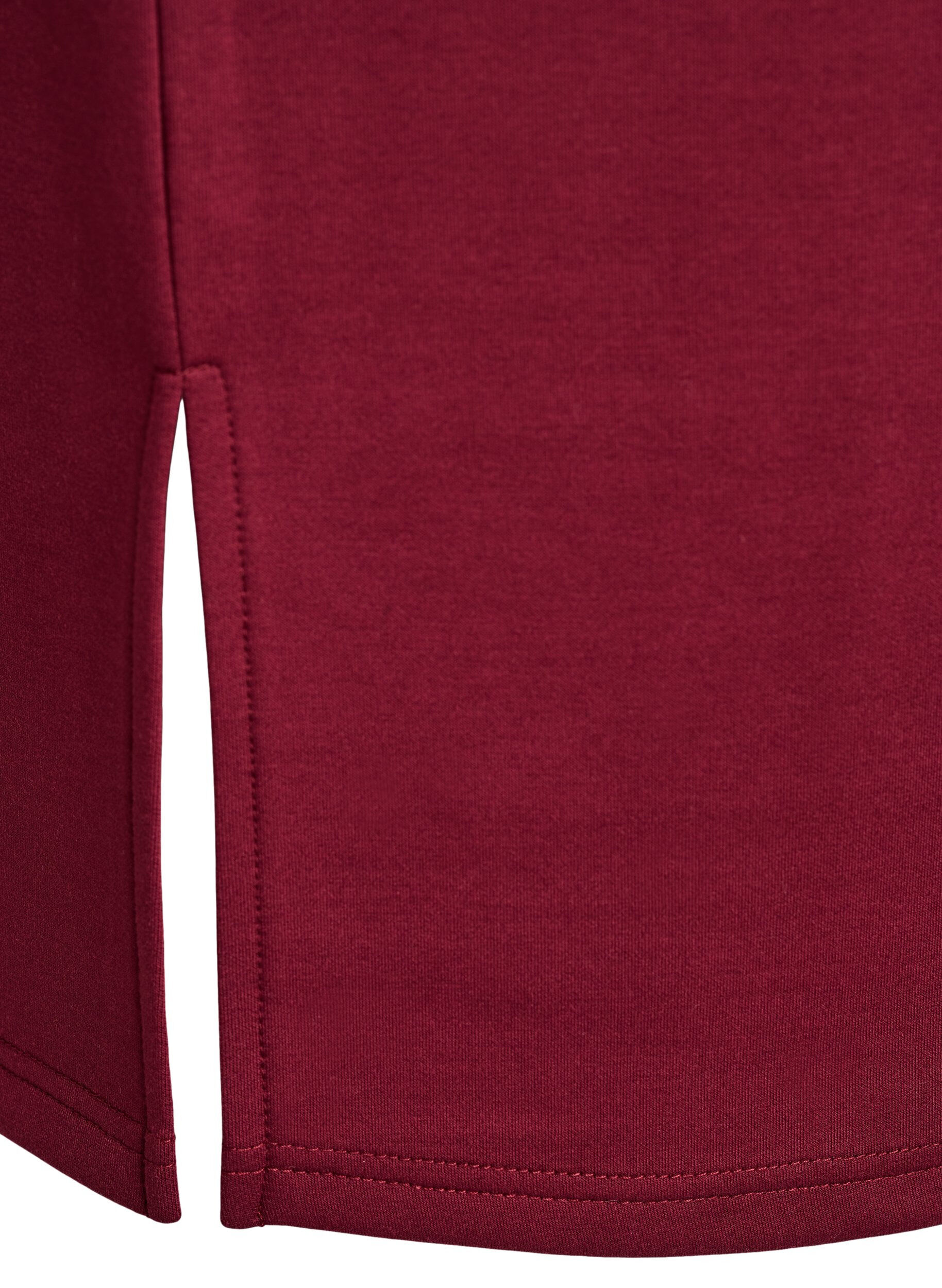 ZizziKorte sweatshirt jurk met hoge kraag en ritssluiting., Donker Bordeaux, Packshot image number 3