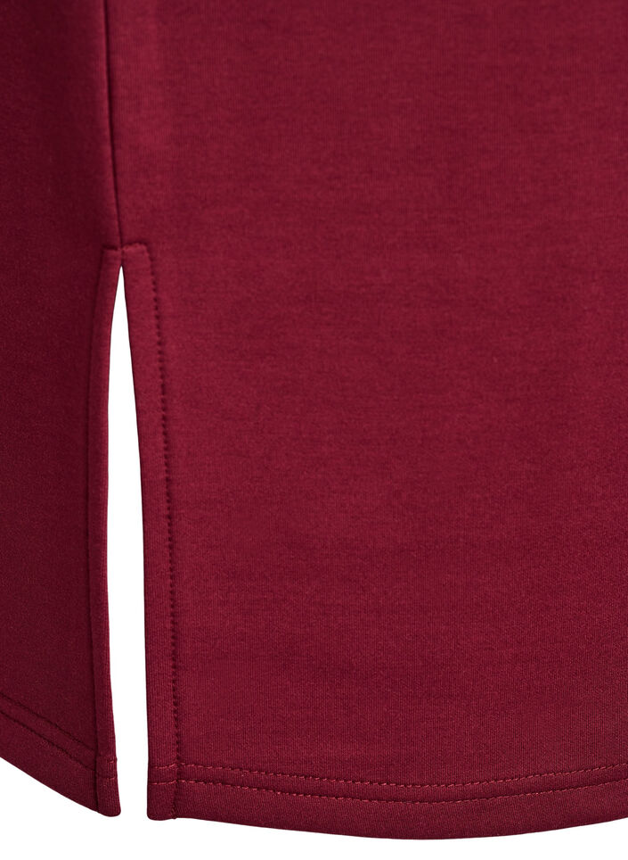Korte sweatshirt jurk met hoge kraag en ritssluiting., Donker Bordeaux, Packshot image number 3