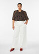 Blouse met bloemenprint en V-hals, Zwart, Model image number 1