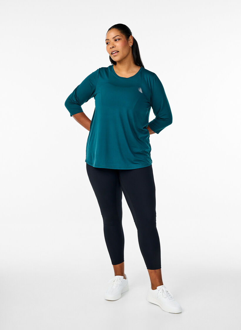 Sporttop met 3/4 mouwen, Groen, Model image number 1