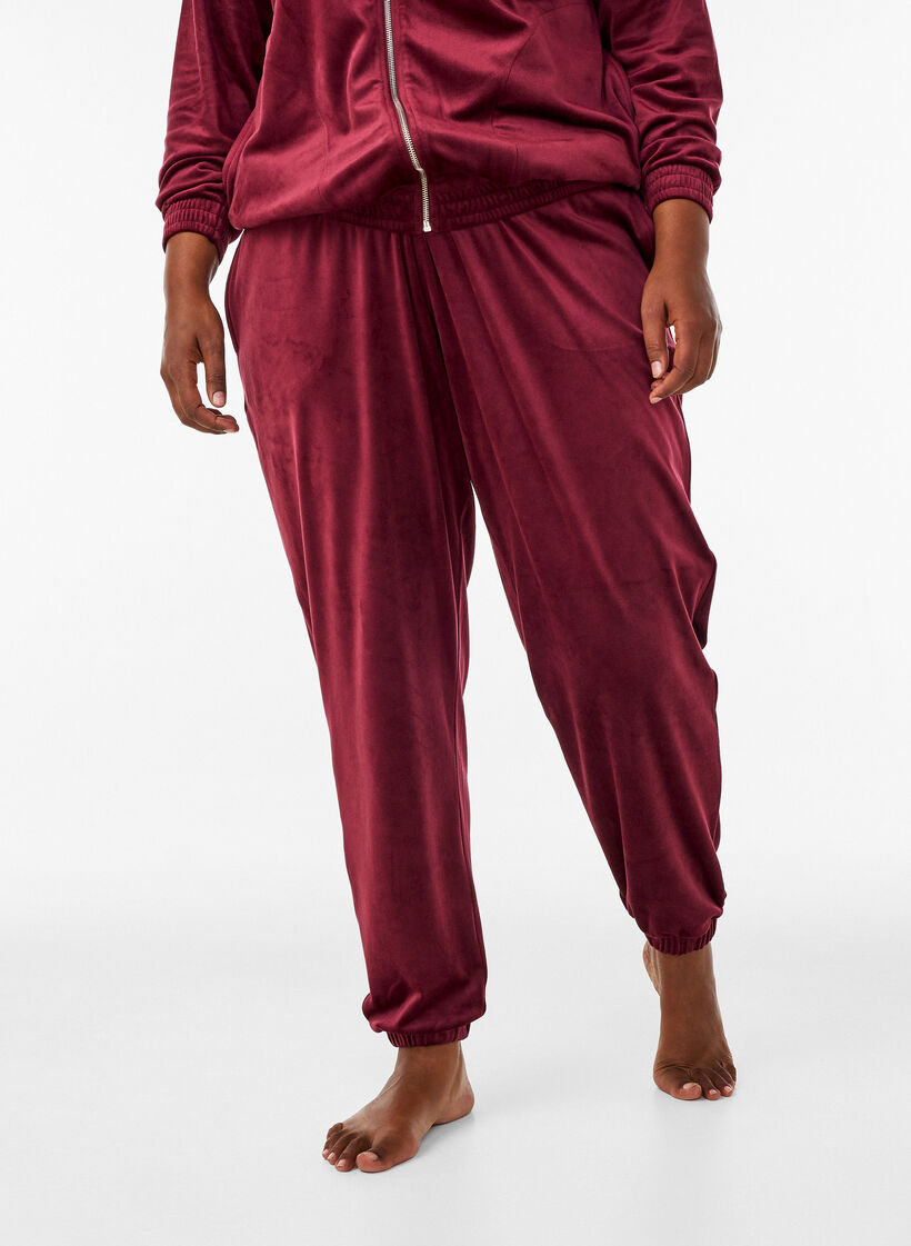 Losse velourbroek, Rood, Model image number 3