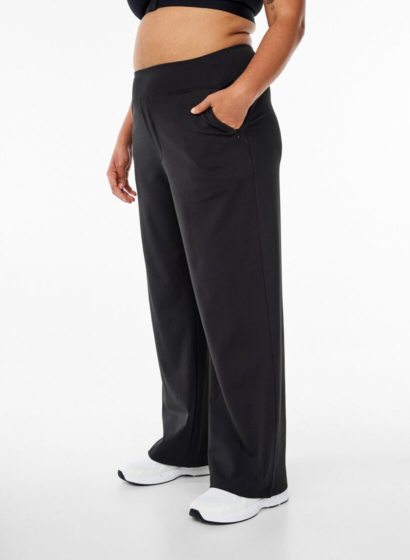 Stijlvolle workout broek met een lichte flare, Black, Model